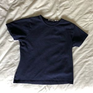Lightly Cropped Thick Navy Short Sleeve